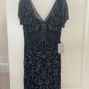 Pisarro Nights Navy Blue beaded dress